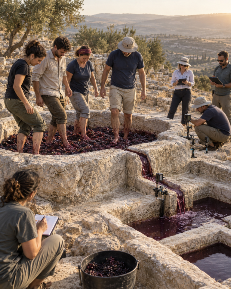 Pisando uvas como en la antigüedad: así intentan científicos recrear el vino de los israelitas